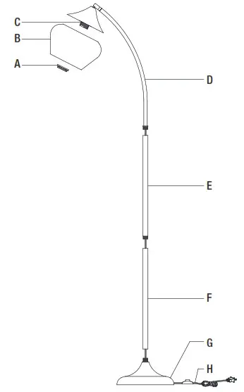 HAMPTON BAY HDP15139 Turin Floor Lamp - Assembly 1