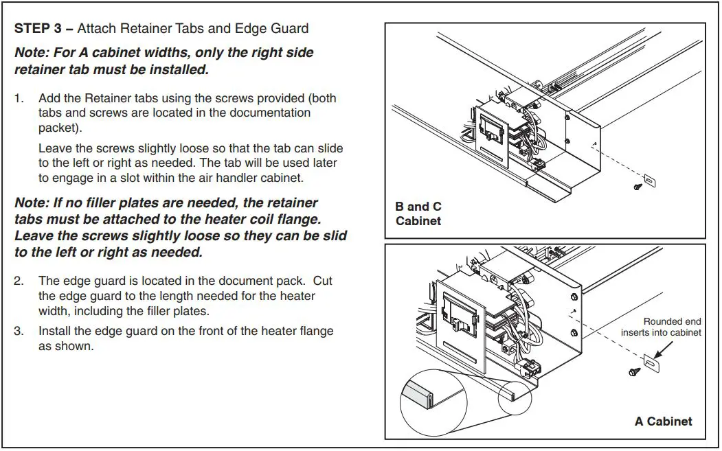 TRANE BAYEAAC04BK1B Electric Heaters for Air Handler Installation Guide - Adjust Heater