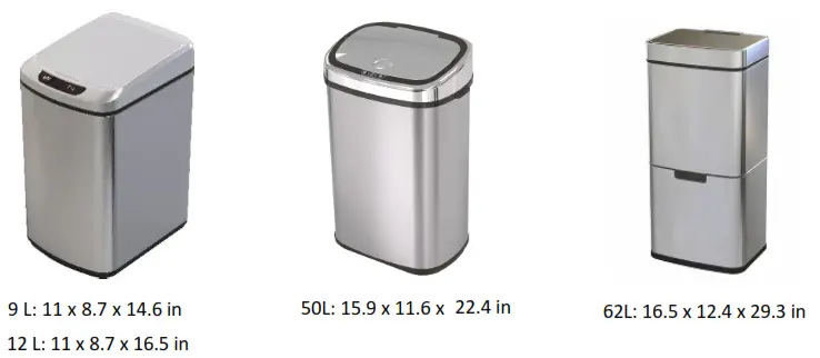 HANOVER HTRASH12L 5 12L Black Stainless Steel Trash Can