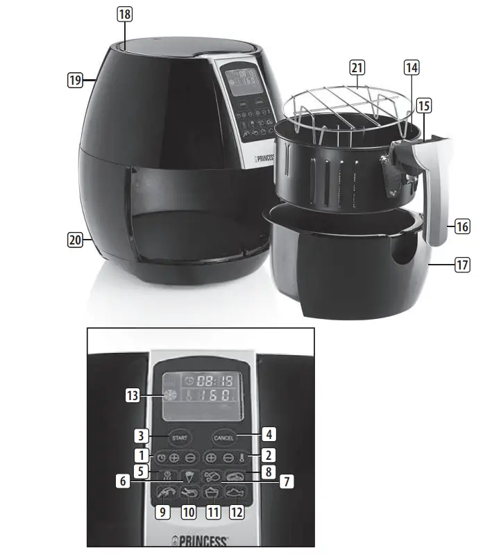 PRINCESS 01.182020.01.001 Digital Aerofryer XL - Figure 1