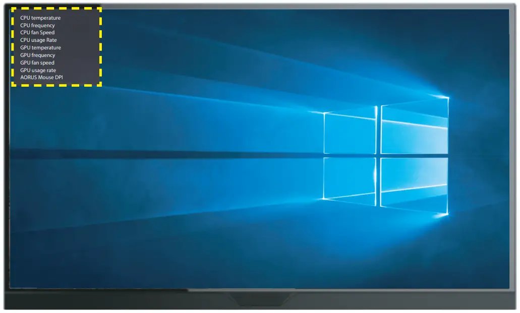 GIGABYTE G27QC Gaming Monitor - Dashboard configuration