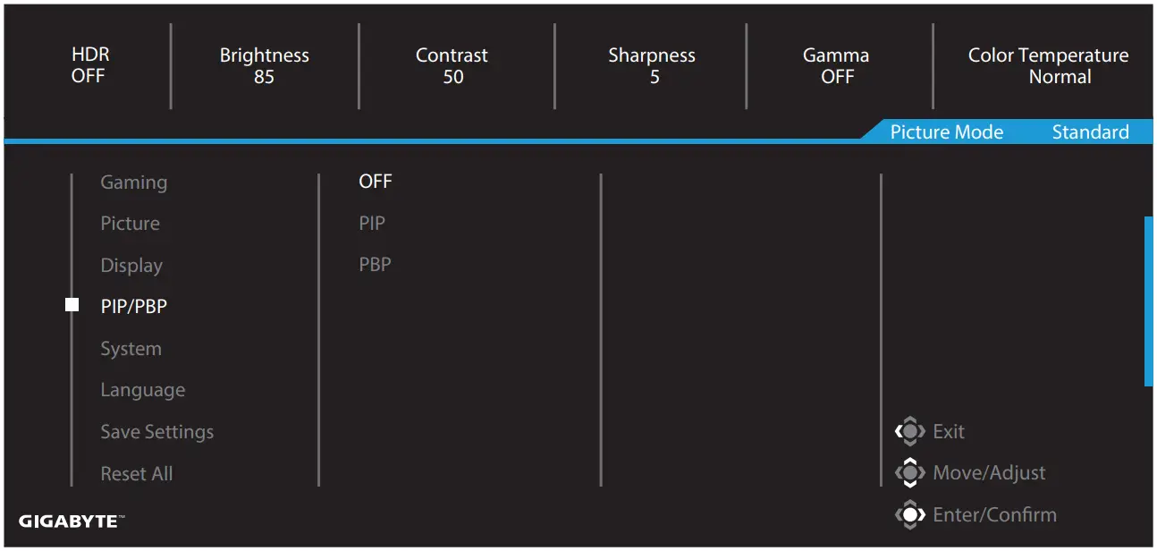 GIGABYTE G27QC Gaming Monitor - PIP PBP