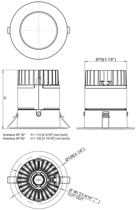 Dimensions -  spring clips version
