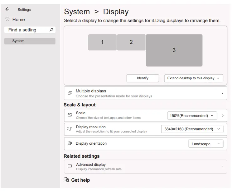 How to set up the extend display?