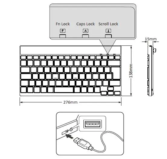 perixx PERIBOARD-326 Wired Mini Backlit USB Keyboard fig1