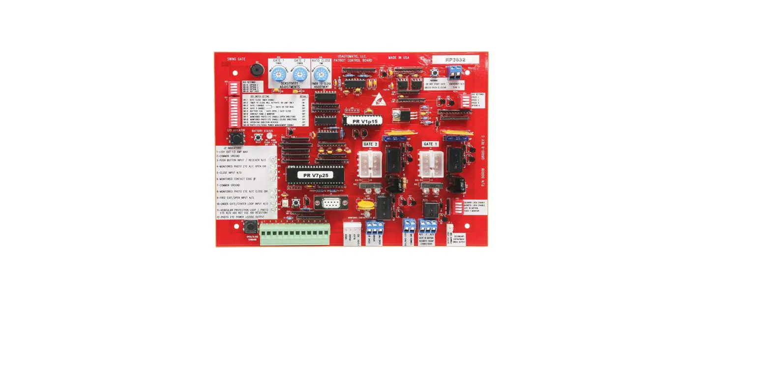 Usautomatic 500018 Patriot Swing Gate Operator Control Board User Manual