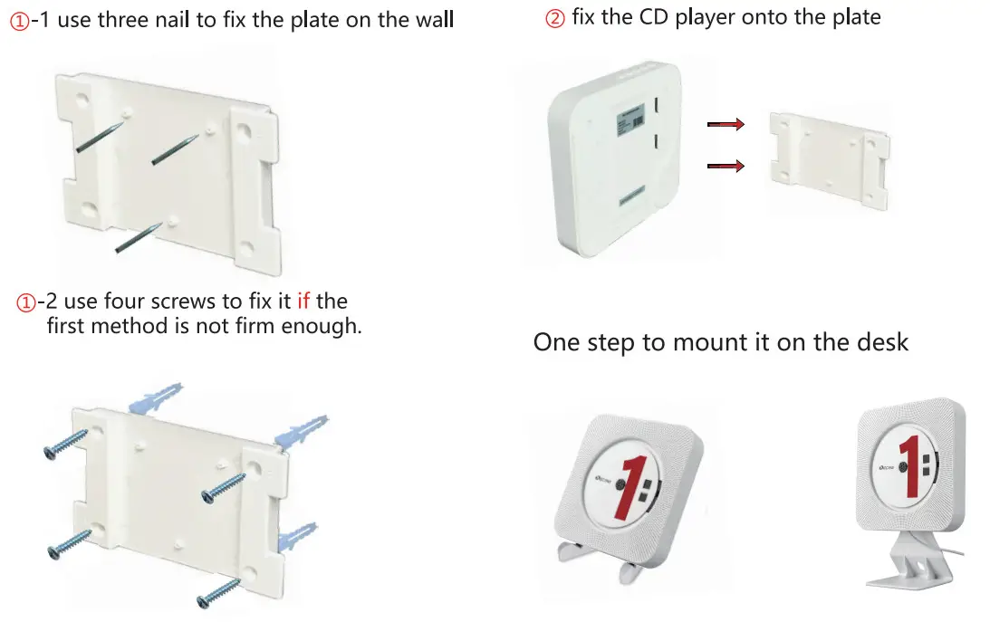 RETEKESS TR609 TR609 Wall Mounted CD Player - wall mount