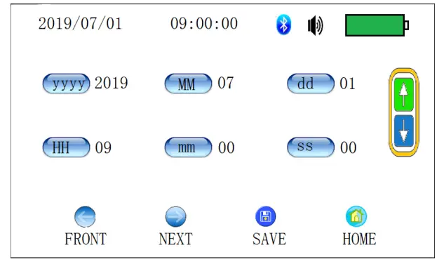 PCE AS1 Air Sampler - Description of time setting menu