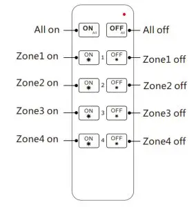 T-LED 100069106-3 4 Zone Dimming RF Remote Controller- Remote