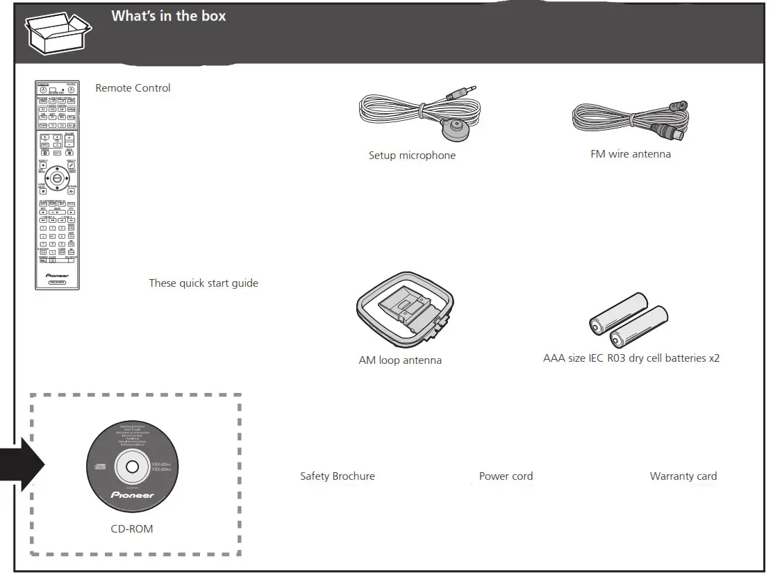 Pioneer VSX-924-K--S AV Receiver - What’s in the box
