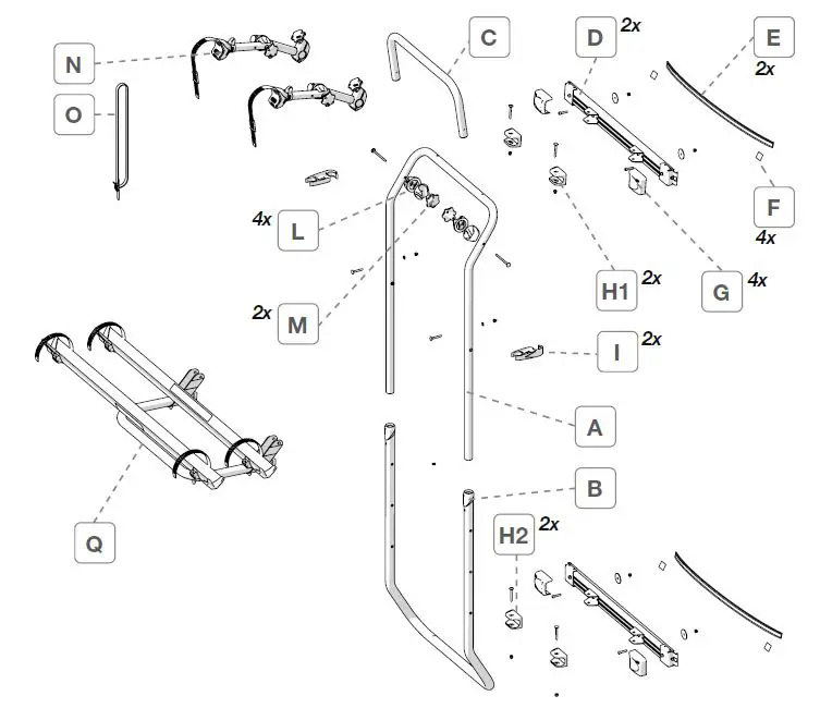 FIAMMA 02094-26A Dodge Promaster Door Mounted Bike Rack fig 1