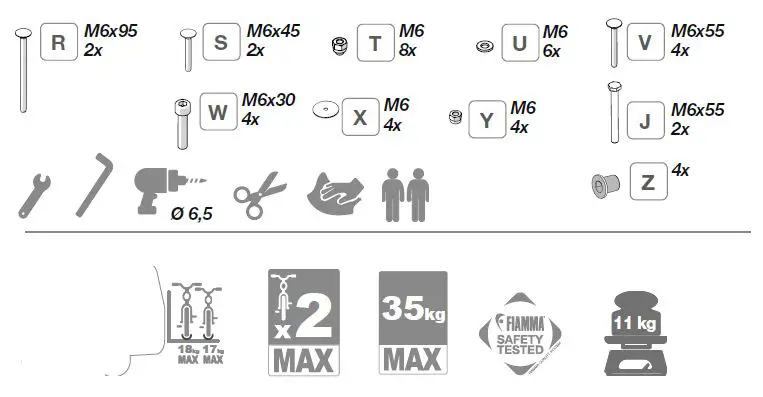 FIAMMA 02094-26A Dodge Promaster Door Mounted Bike Rack fig 2