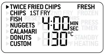 Breville The Smart Fryer - display panel options