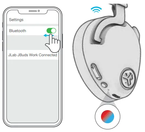JLAB HBJBUDSWORKRBLK4 Jbuds Work Headset - Bluetooth Pairing