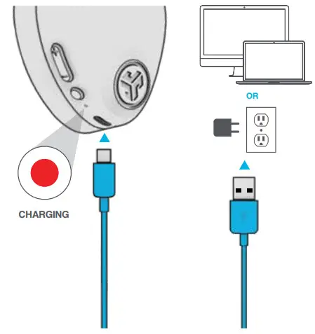 JLAB HBJBUDSWORKRBLK4 Jbuds Work Headset - CHARGING