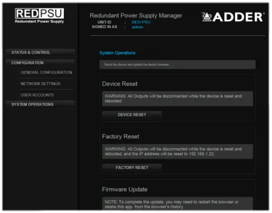 The System Operations Page