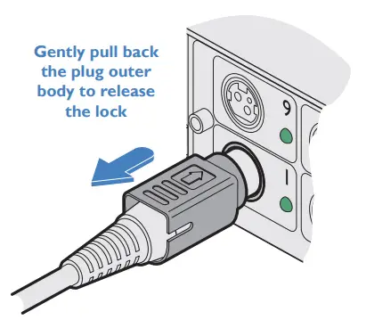 To disconnect a 3-pin locking plug