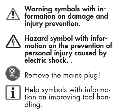 Symbols in the manual