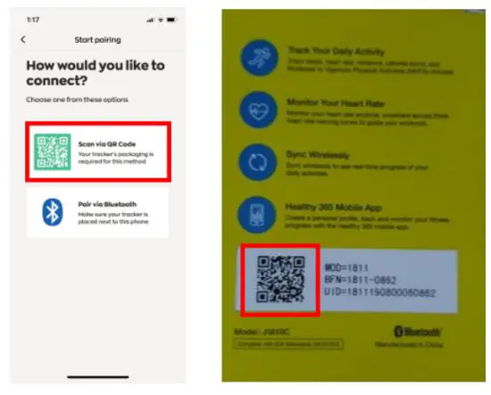 HealthHub H365 Fitness Tracker Wristband - Connect via QR Code