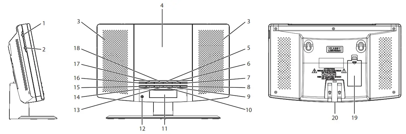 DENVER Cd Player With Fm Alarm Clock LOCATION OF CONTROLS