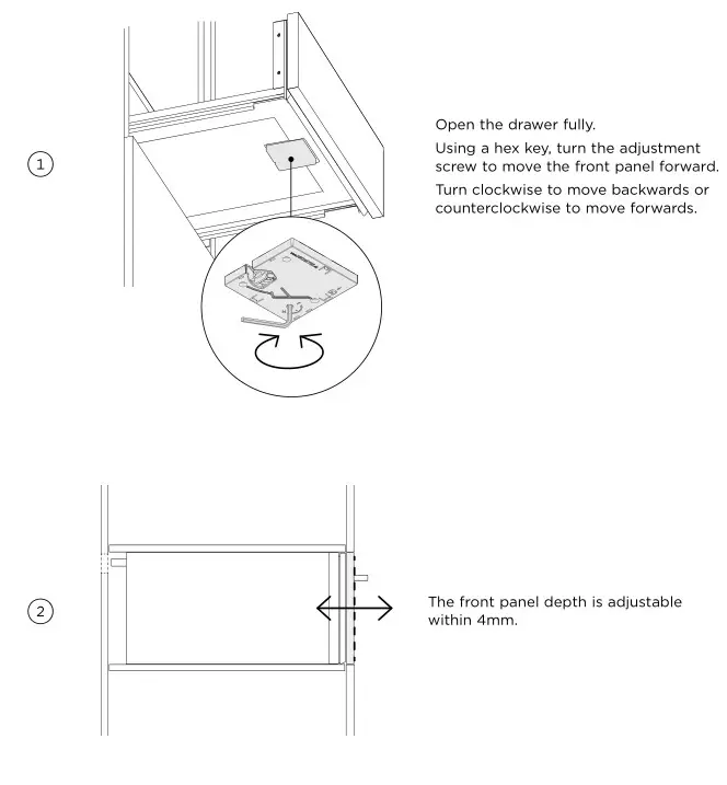 FISHER PAYKEL W30SDEI Warming Drawer - ADJUSTING THE DEPTH
