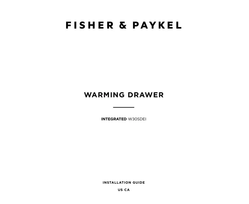 FISHER PAYKEL W30SDEI Warming Drawer Installation Guide