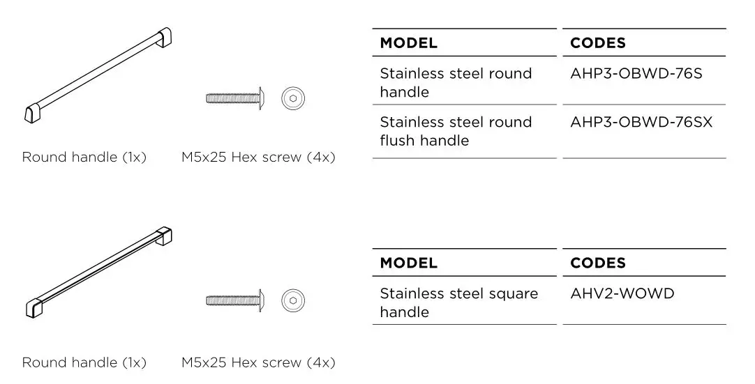 FISHER PAYKEL W30SDEI Warming Drawer - Professional style handle kit