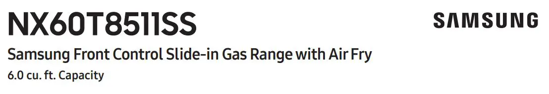 Samsung Front Control Slide-in Gas Range with Air Fry Instructions