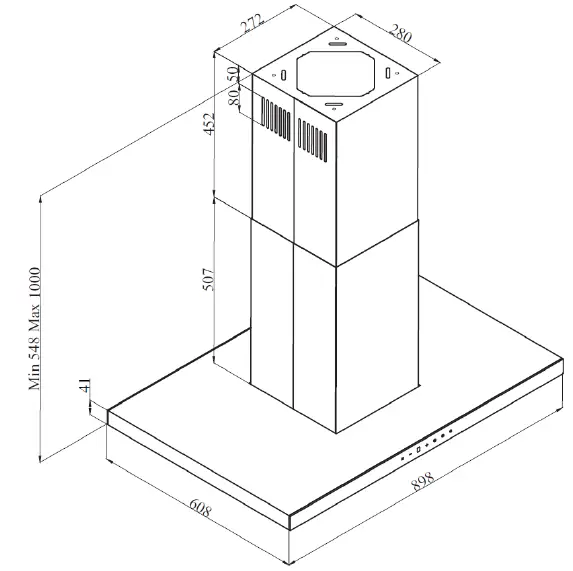 Amica SOT 95 Kitchen Extractor Hood-2