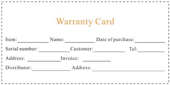 Warranty Card