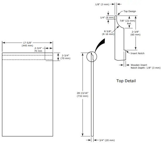 Handleless Integrated Panel Dimensions 