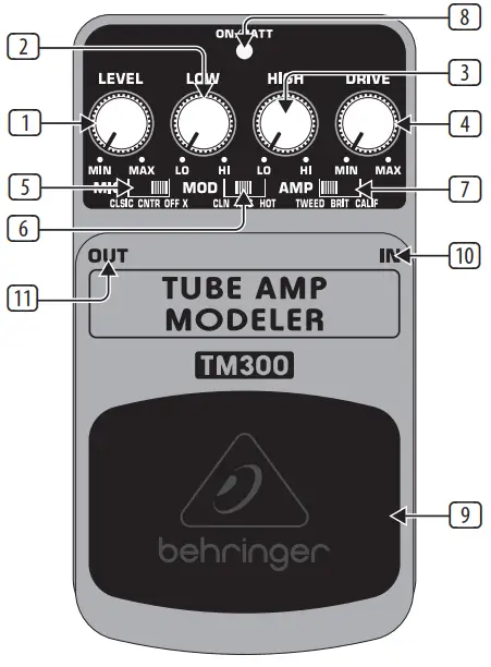 behringer TUBE AMP MODELER TM300 Ultimate Tube Amp Modeling Effects Pedal - Parts