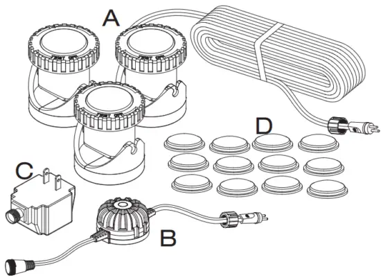 TotalPond 52238 Pond and Landscape LED Lights - PACKAGE CONTENTS