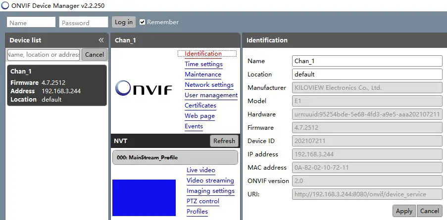 KILOVIEW P1 Video Encoder - Device Discovery