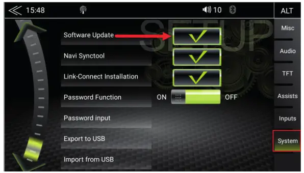 ZENEC Z-E1010 10.1 Inch Core MIB1 Radio Infotainer - Go to the device menu