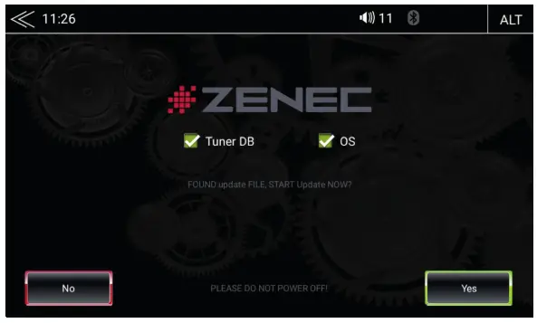 ZENEC Z-E1010 10.1 Inch Core MIB1 Radio Infotainer -YES“ button
