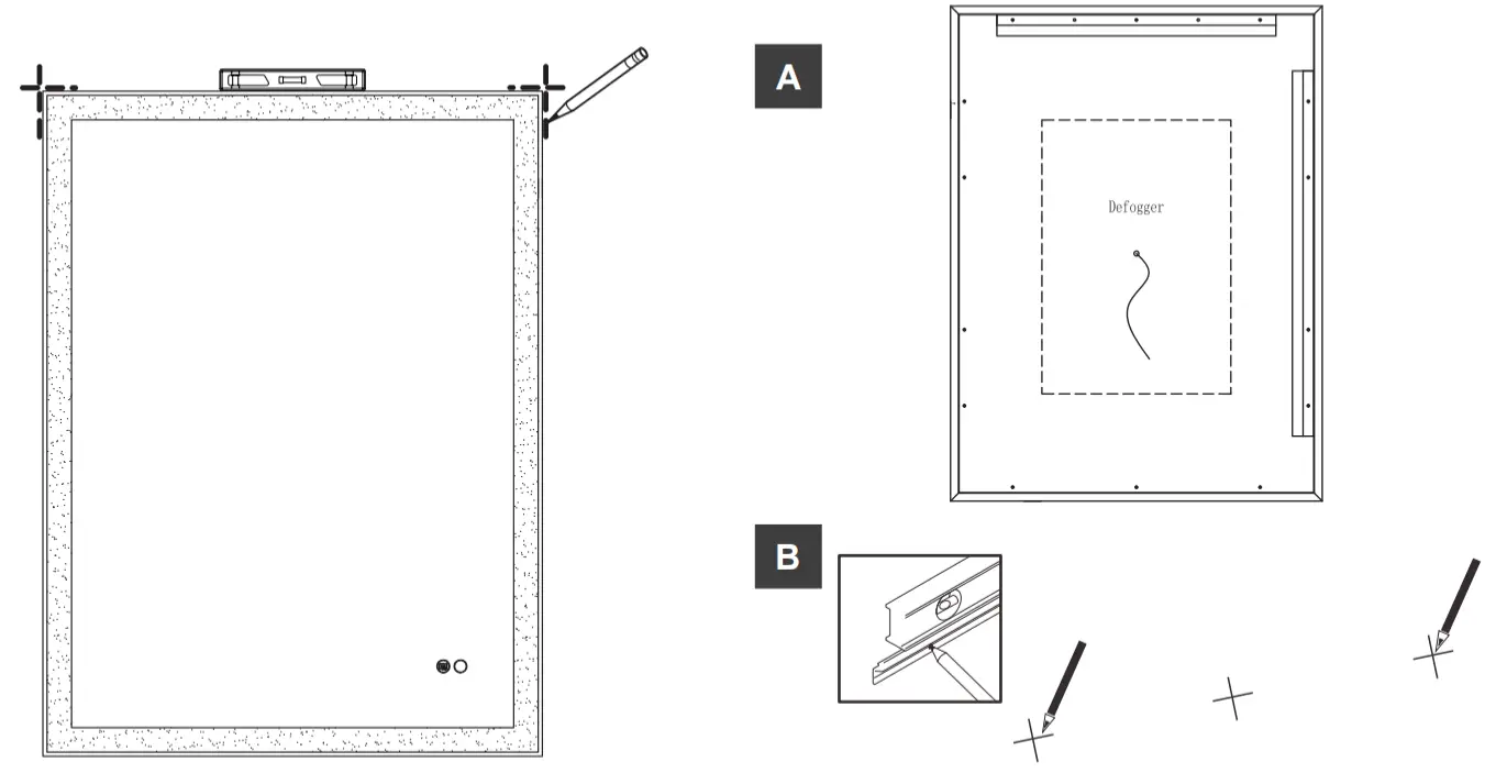 FORCLOVER MEAM-5F2836MB Anti-Fog Dimmable Wall Mounted Bathroom Vanity Mirror - 6