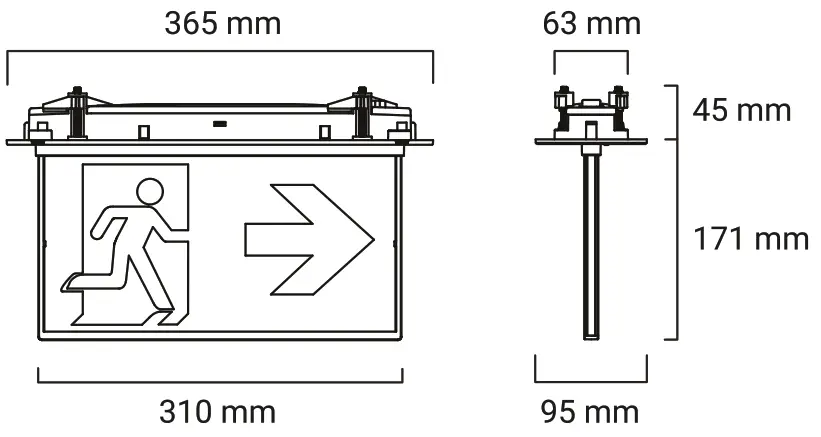 ektor EV RAZOR CORE 24M Core Razor Surface Mount Exit Light - fig2