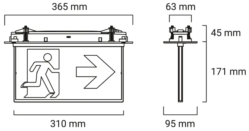 ektor EV RAZOR CORE 24M Core Razor Surface Mount Exit Light - fig7