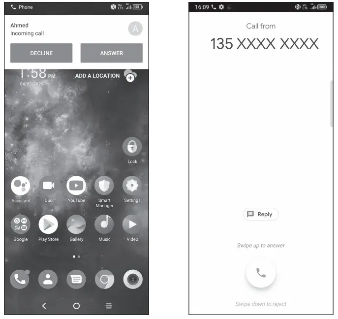 T799B TCL 10 pro Mobile PhoneAnswering a call
