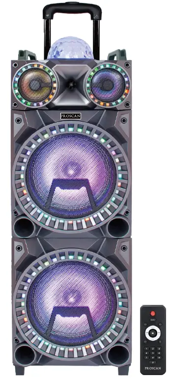 PROSCAN PSP1282 85W Dual 12 Inches Woofers Light Up Bluetooth Spe Aker-FM Radio