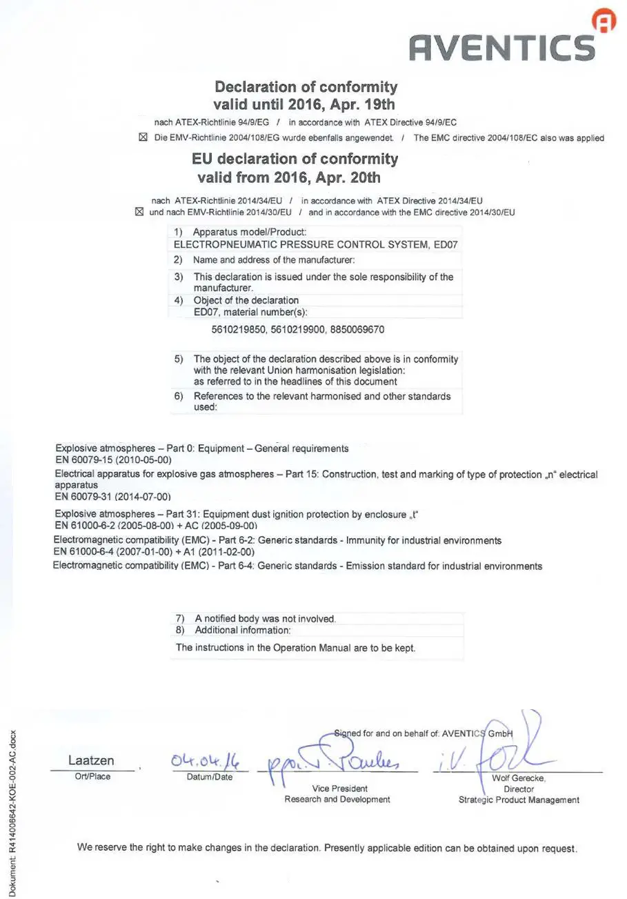 AVENTICS 5610219900 EP-Pressure Controller fig 2