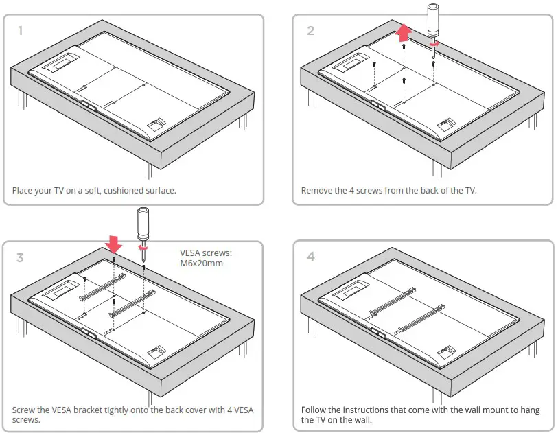 TCL R655 6 Series Dolby Vision HDR Smart Roku TV - To mount on a wall