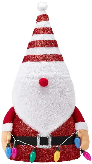 anko Low Voltage Tinsel Santa Gnome with Lights