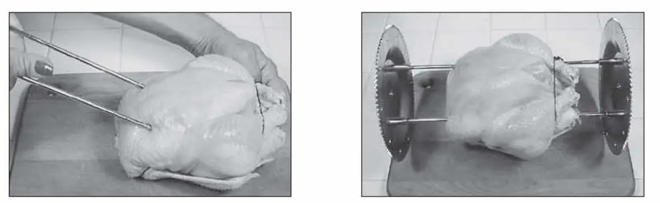 Placing Poultry on the Spit Rod Assembly