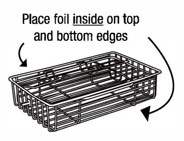 Place foil inside on top
and bottom edges