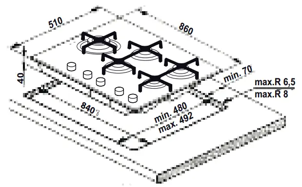 Whirlpool GOA9523NB Built-In Gas Hob - Fig 4