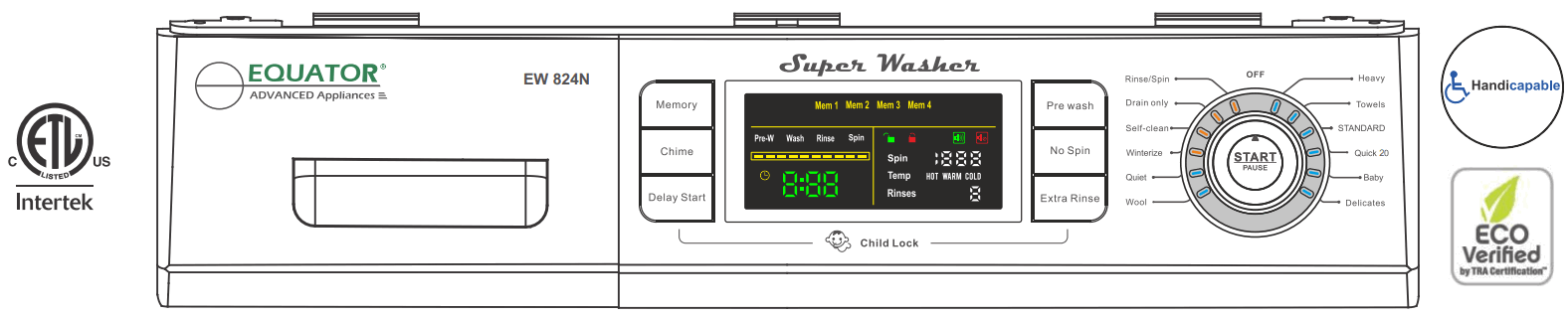 EQUATOR ADVANCED Appliances EW 824N Super Washer - FIGURE 1