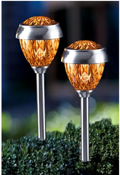 Coopers of Stortford L120i Set of 2 Faceted Solar Stake Lights -