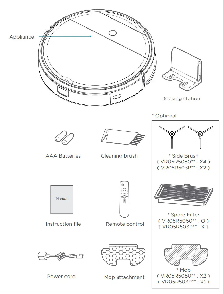 SAMSUNG VR05R503PWK PowerBot Essential with 2 in 1 Vacuum Cleaning Mopping Instruction Manual - Product Introduction
